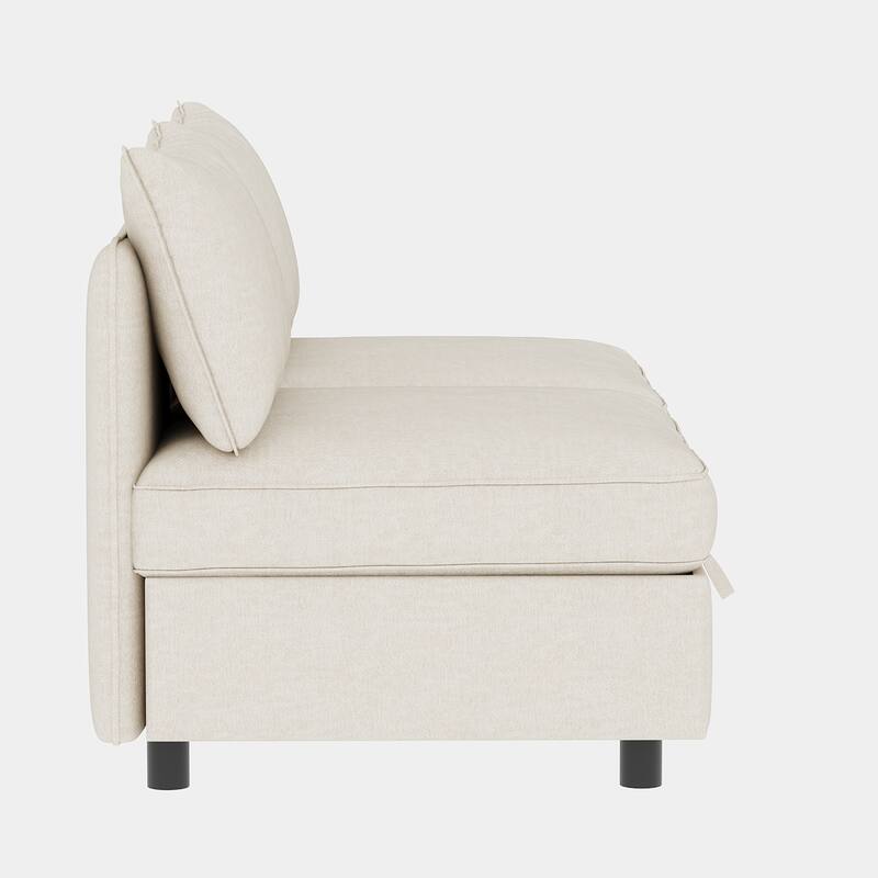 68" Loveseat Sofa with Storage Upholstered Sectional Sofa Chenille Cloud Couch with 2 Ottoman, Sleeper Sofa Bed for Small Spaces