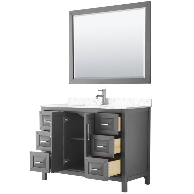Daria 48 Inch Single Vanity, Cultured Marble Top, 46 Inch Mirror