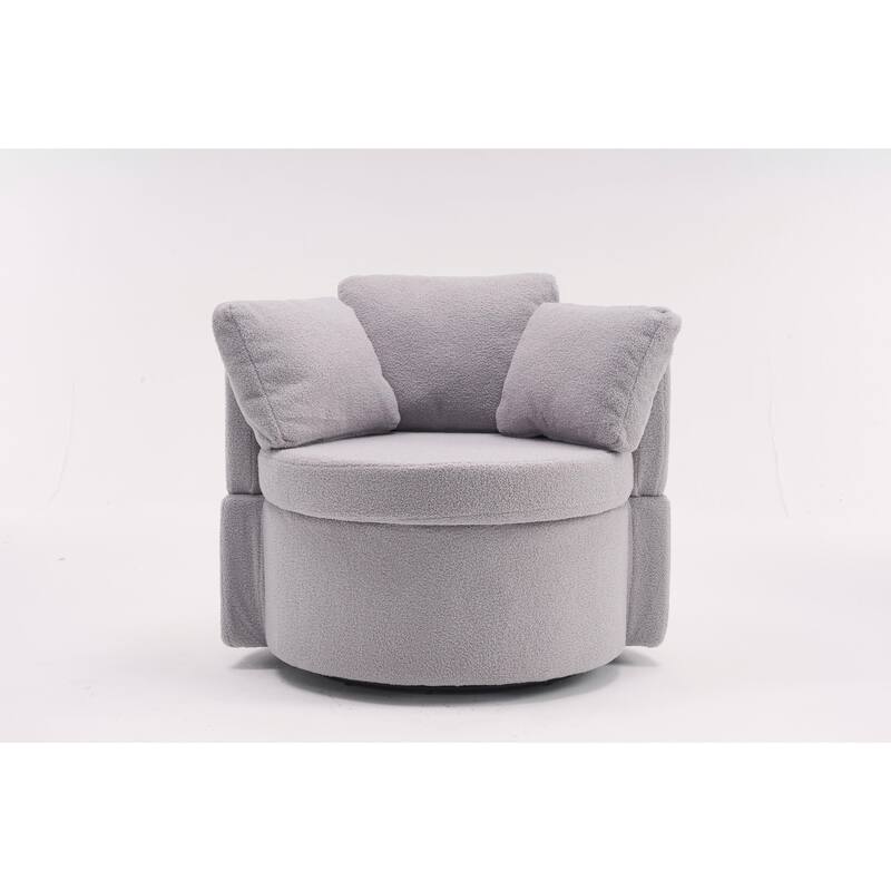 360° Swivel Chair with Storage and Throw Pillows