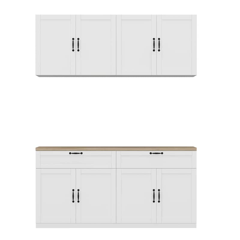 Storage Cabinet Kitchen Pantry Garage Wall Floor and Wall Cabinet Set