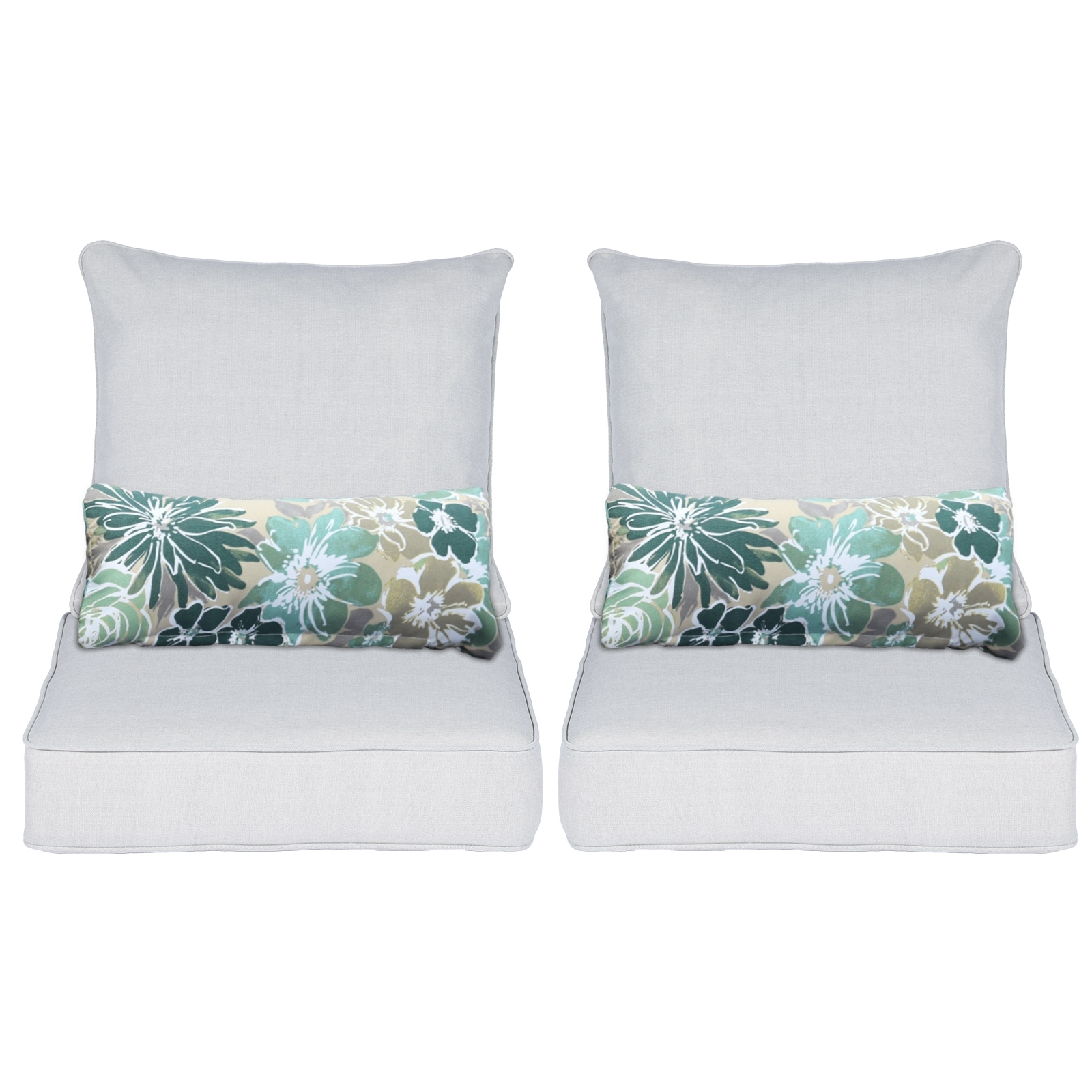 Aoodor Outdoor Deep Seat Chair Cushion Set (Set of 2 Seats, 2 Backs, 2 Pillows）