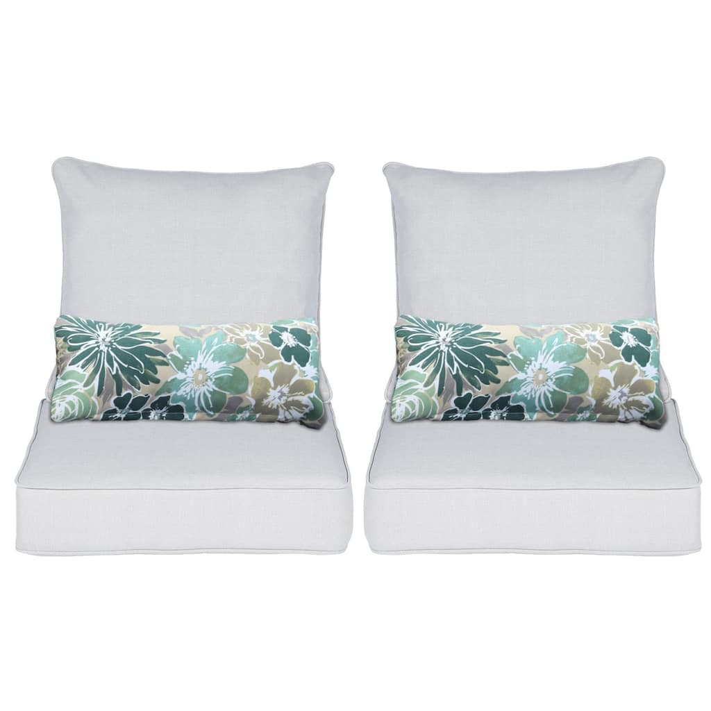 Aoodor Outdoor Deep Seat Chair Cushion Set (Set of 2 Seats, 2 Backs, 2 Pillows)