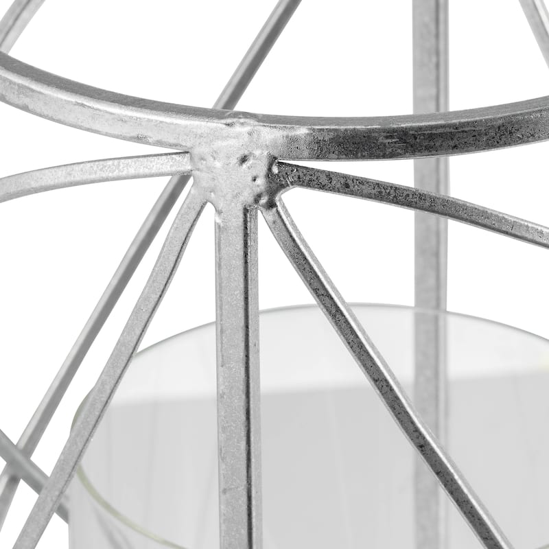 Metal Glass Open Frame Pillar Candle Holder