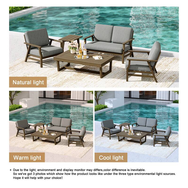 5-Piece Teak Outdoor Conversation Set with Tables.