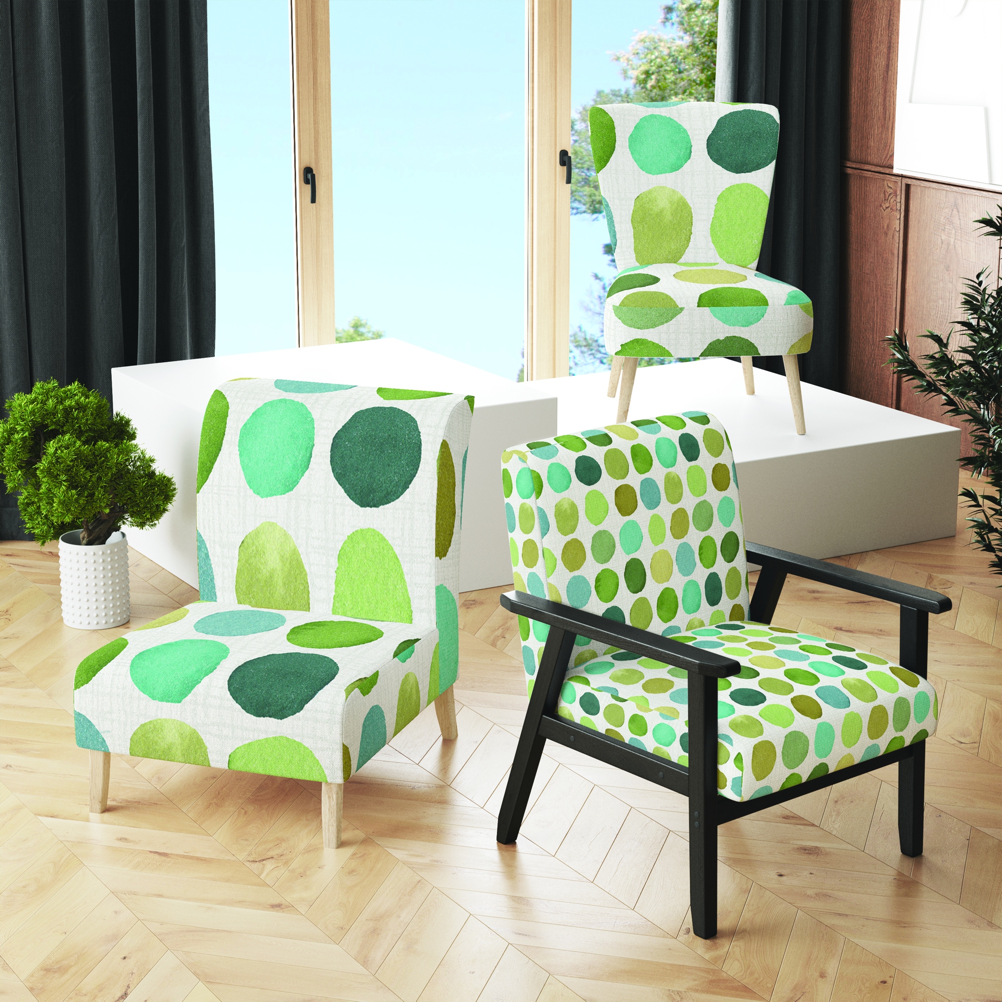 Green mid shop century accent chair