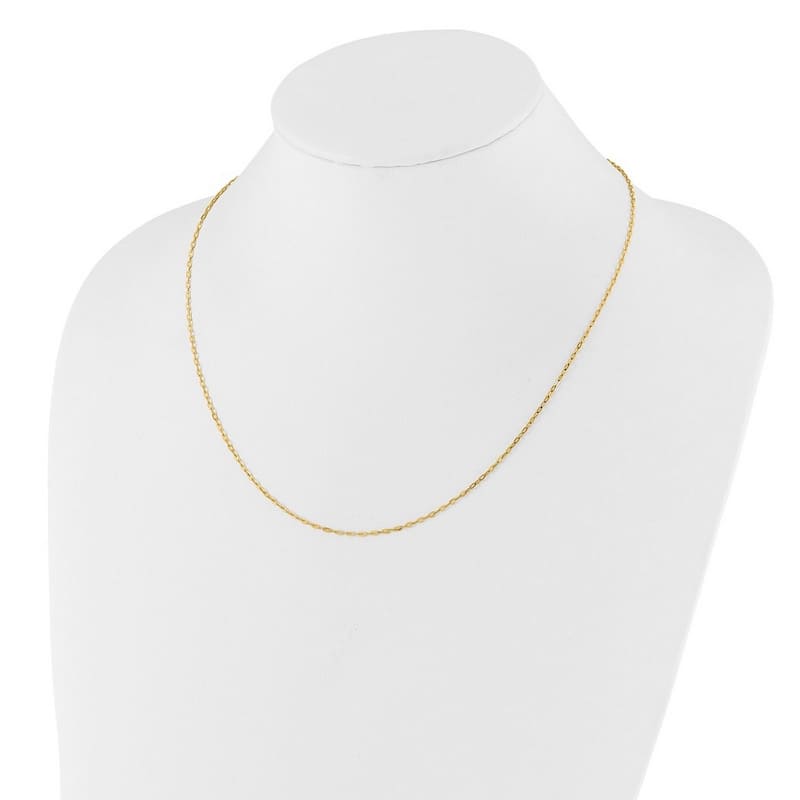 Curata 14k Yellow Gold 22" 1.3mm Polished Flat Oval Cable Adjustable Chain Necklace (Lobster)