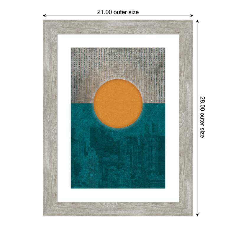 New York Sun by Pia Lilenthal Wood Framed Wall Art Print - 21 x 28 in - Grey