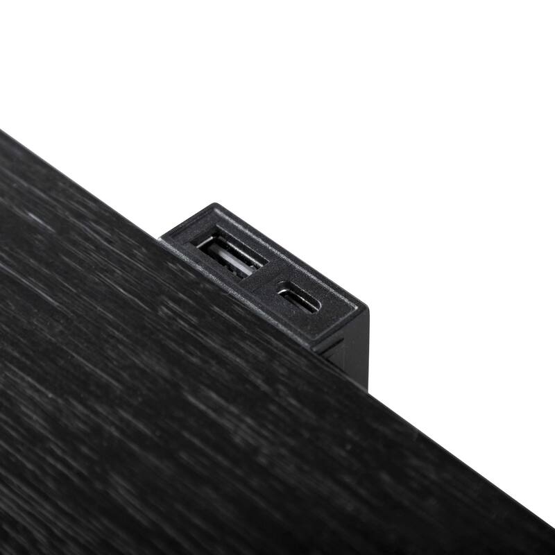 Furniture of America Alaric Modern Black Solid Wood Nightstand with 2 Drawers and USB Ports