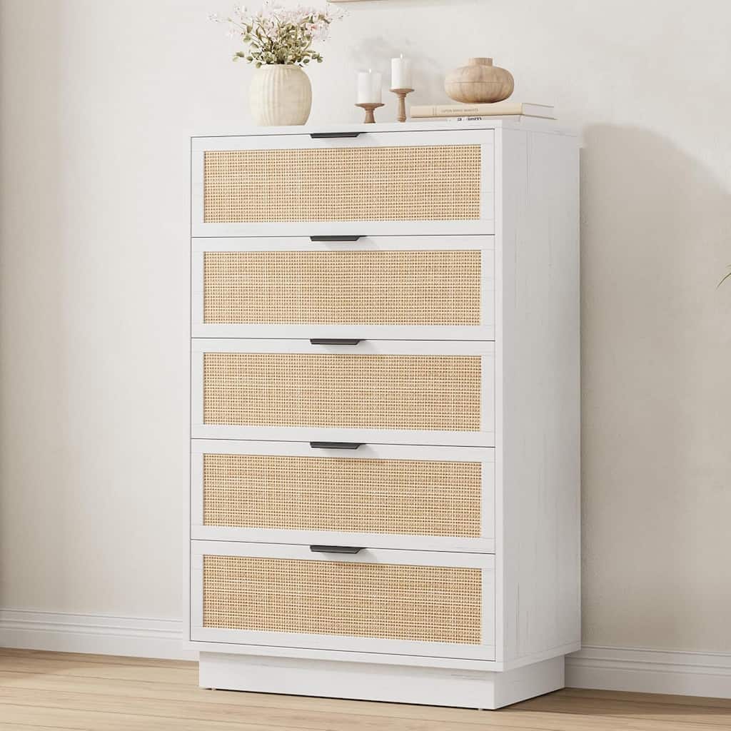 5 Drawer Rattan Dresser for Bedroom