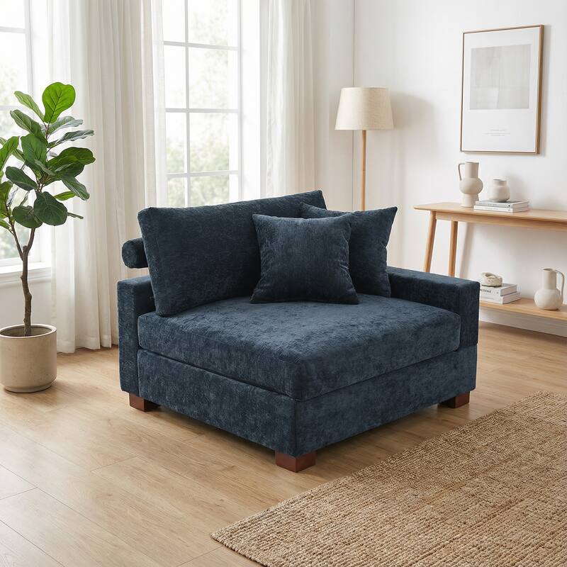 Chenille Upholstered Armless Accent Chair With Plush Cushion