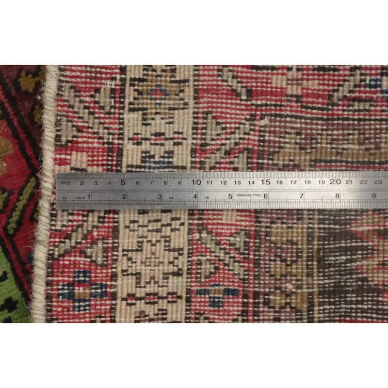 Hand Knotted Oriental 100% Wool Carpet Traditional Geometric Black Ardebil Runner Rug - 10' 9'' X 3' 4''