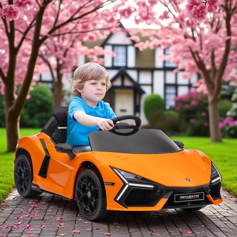 Lamborghini Revuelto Licensed 12V Kids Electric Car, Hydraulic Doors, Remote Control, 3 Speeds, Music & Lights