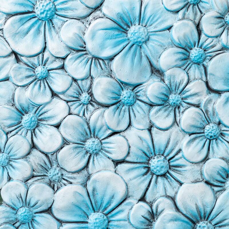 Glitzhome 4-Piece Cement Blue and Purple Hydrangea Textured Stepping Stones - 10 in