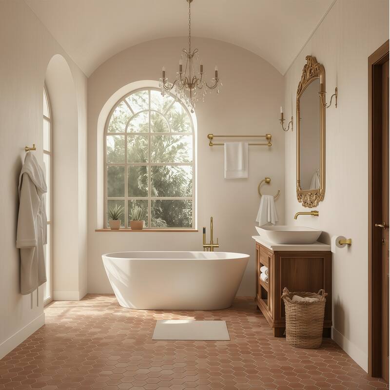 GRANDJOY 4-Piece Stainless Steel Bathroom Hardware Set with Wall Mount Double Towel Bar