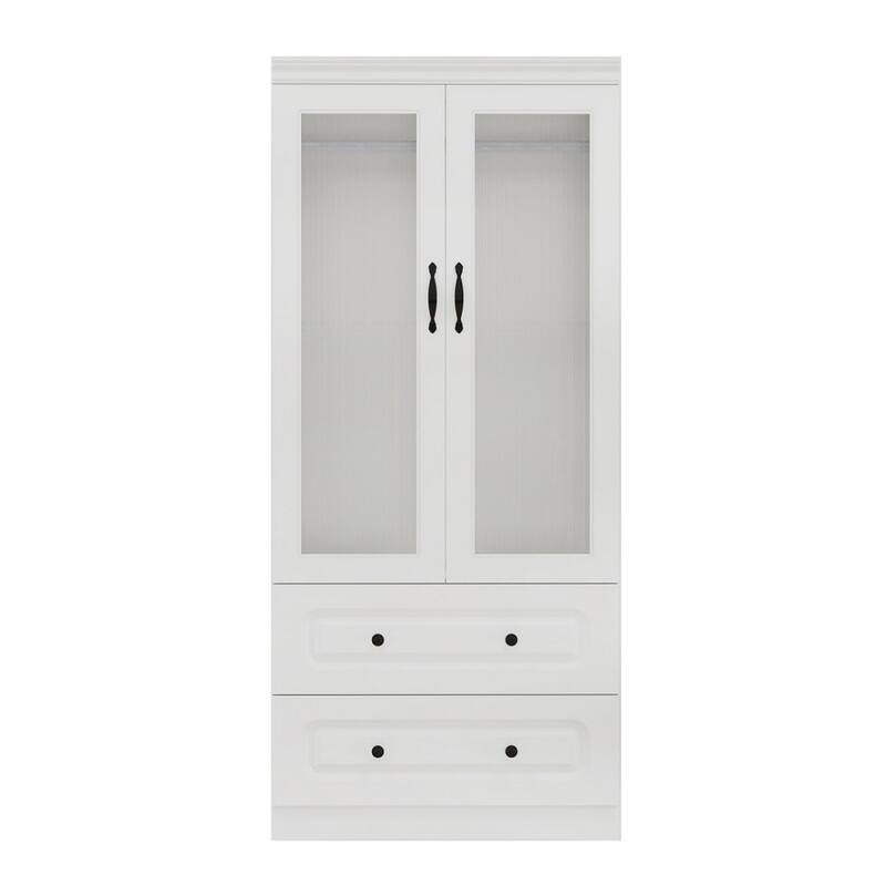 HomeRoots 71" White Wood Two Door Two Drawer Combo Dresser