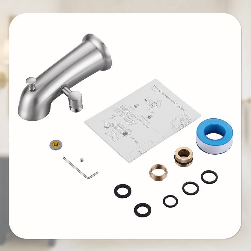 WOWOW Integrated Diverter Bathtub Spout with Showerhead Connection