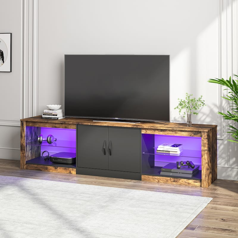 70 inch TV Stand 20 Color RGB Light Entertainment Center