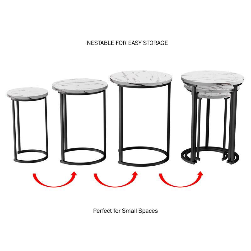 Lavish Home Round Living Room End Tables Nesting Tables, Set of 3