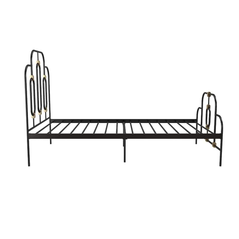 Vintage Metal Bed with Adjustable Height and Gold Detailing