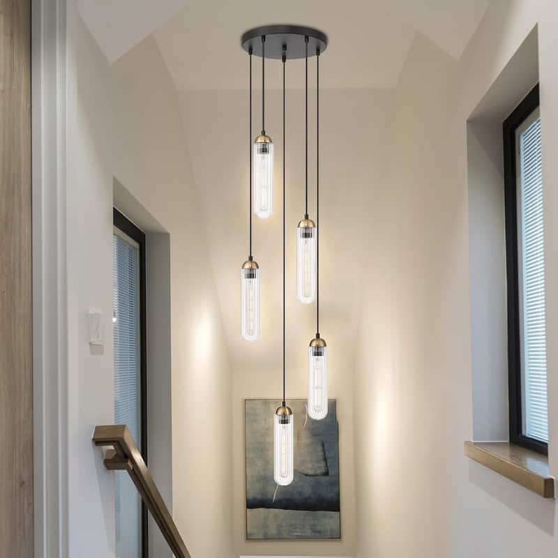 5-light hallway light black pendant light glass,metal hanging light