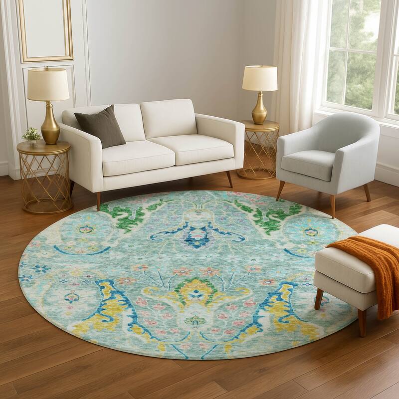 Premium Washable Super Soft Boho Chic Mayfield Rug - Teal - 8' x 8'