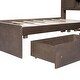 preview thumbnail 12 of 12, Walnut Twin Size Wood Platform Bed with House-shaped Storage Headboard and 2 Drawers for Bedroom