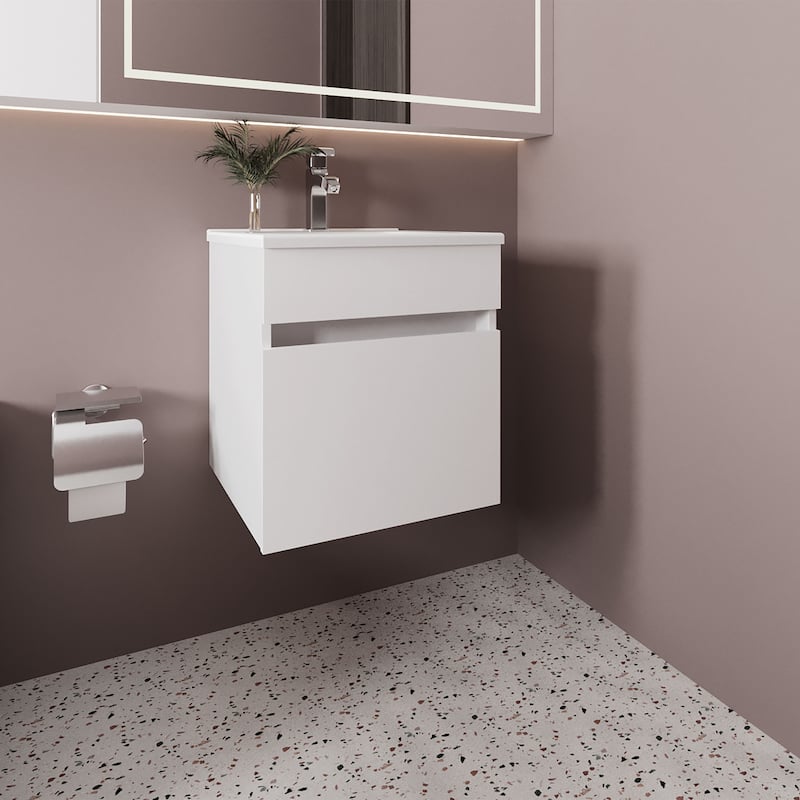 Bathroom Vanity with modern, and minimalist style , 1 Door,easy to assemble - White
