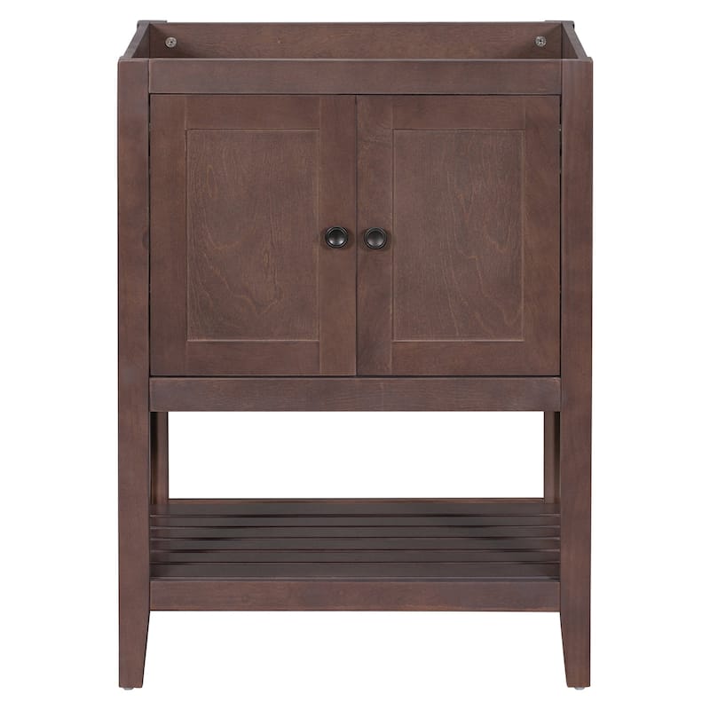 MDF Freestanding Bathroom Vanity Without Counter Top in Brown, Bathroom Storage Cabinet with Doors and Open Shelf - 24" x 18"