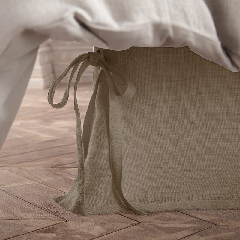 Henry Linen 3 Piece 18 Inch Drop Bed Skirt - Natural - King