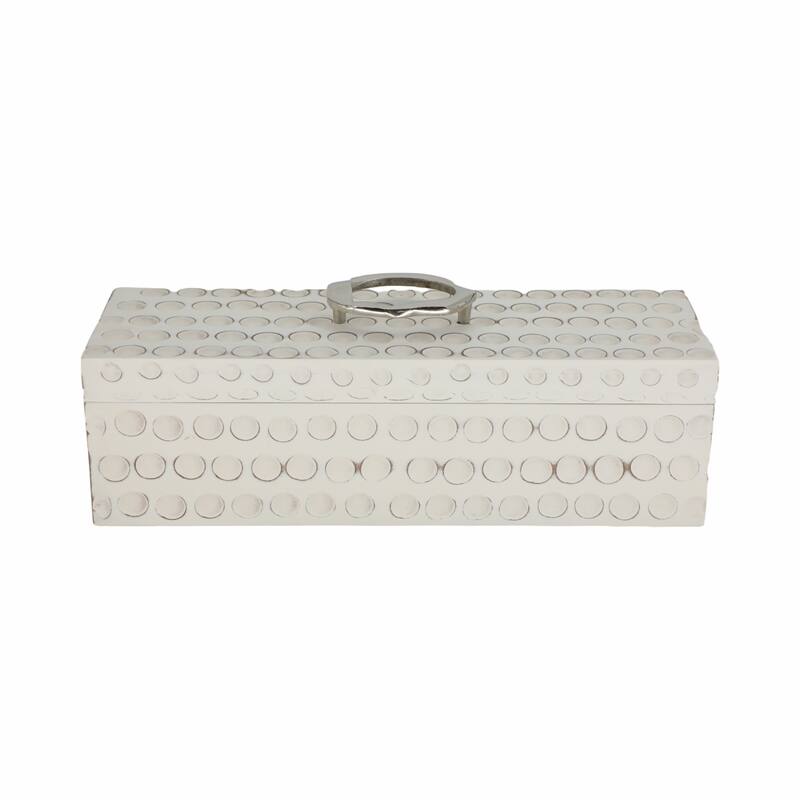Sculptural Decorative Box with Lid and Gold Accent Handle - 7"