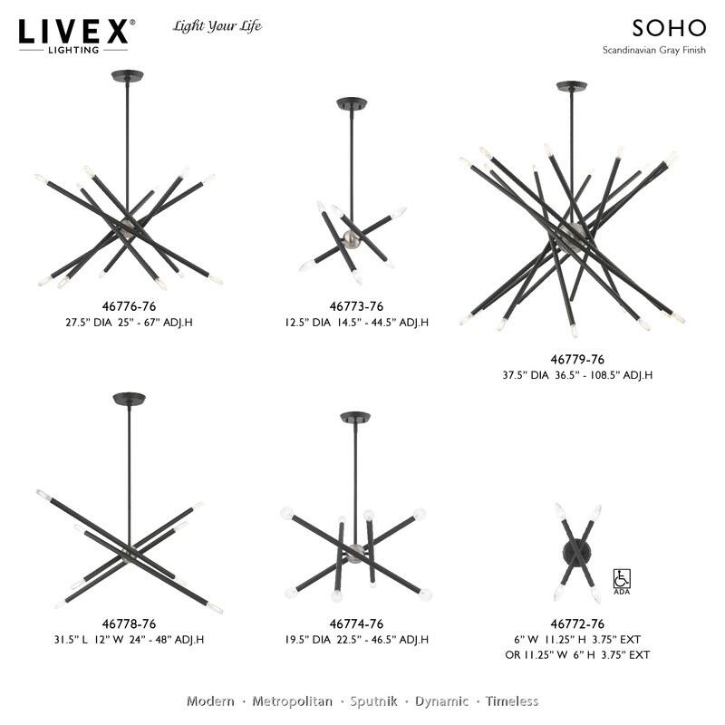 Livex Lighting 4 Light Scandinavian Gray ADA Sconce, 46772-76 - 6" W x 11.25" H x 3.75" Ext.