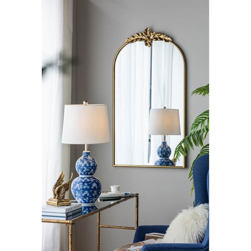 Arched Wall Mirror with Gold Metal Frame