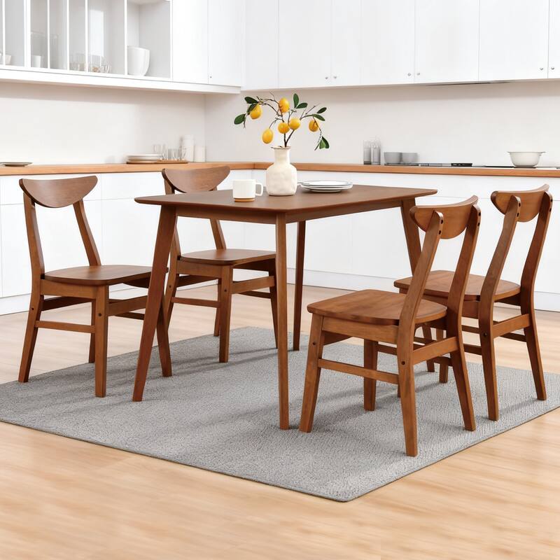 Mid-Century 5-Piece Wood Rectangular Dining Set