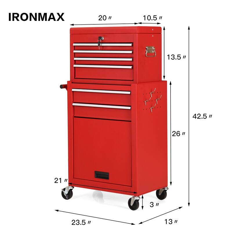 Costway 2 in 1 Rolling Cabinet Storage Chest Box Organizer w/ 6 - See Details