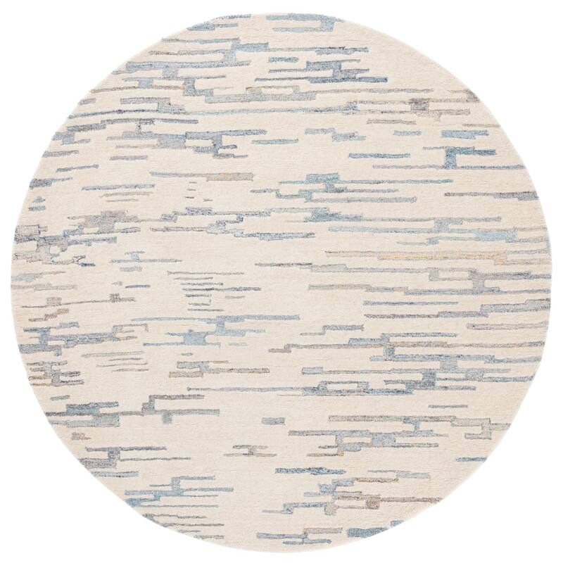 SAFAVIEH Handmade Renewal Camila Contemporary Wool Rug - 6' Round - Ivory/Light Blue