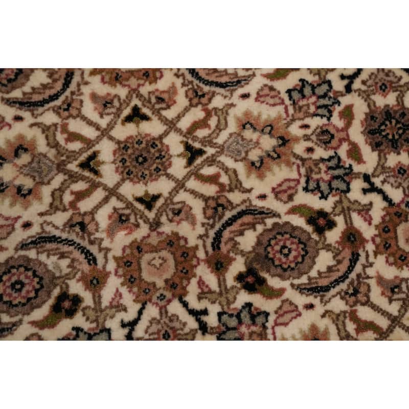 Hand Knotted Oriental 100% Wool Carpet Traditional Floral Beige & Ivories Tabriz Area Rug - 8' 2'' X 8' 2''