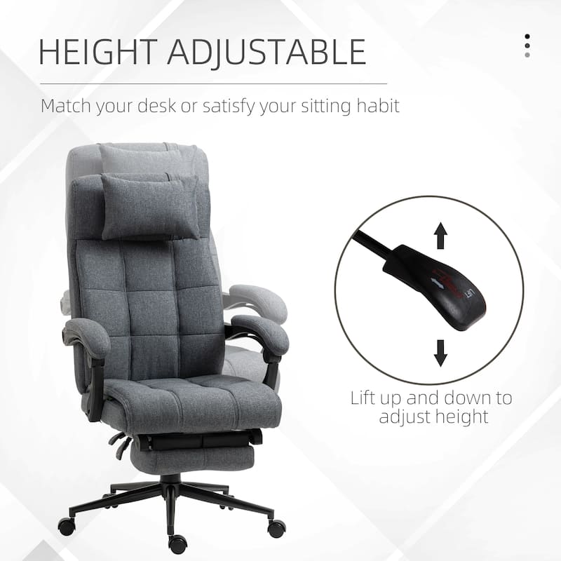 Ergonomic Office Chair with Reclining Backrest Headrest and Retractable Footrest - 26" W x 27.5" D x 45.75"-48.75" H