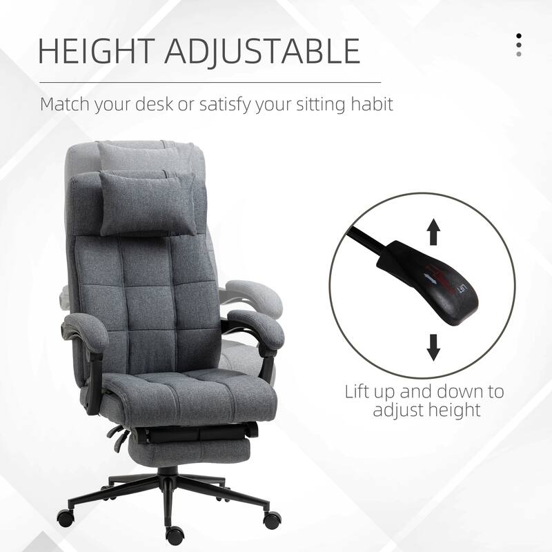 Swivel Task Chair Office Chair with Adjustable Height Retractable Footrest Headrest and Padded Armrest