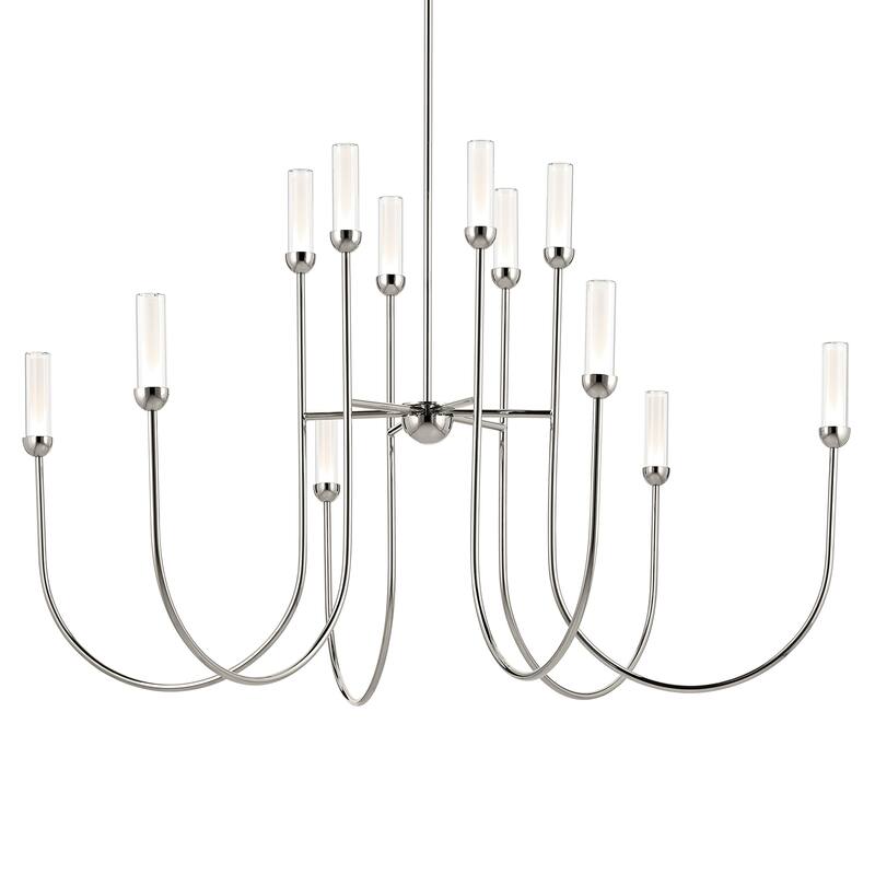 Moraine 50 Inch LED 12 Light 2-Tier Chandelier in Polished Nickel