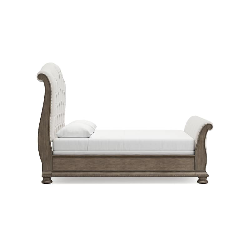 Signature Design by Ashley Ardenfield Brown/Beige Queen Upholstered Sleigh Bed