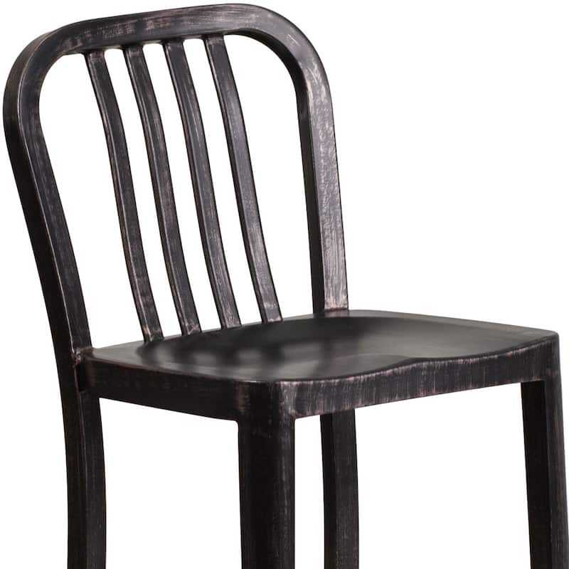 2 Pack 24'' High Metal Indoor-Outdoor Counter Height Stool w/ Vertical Slat Back