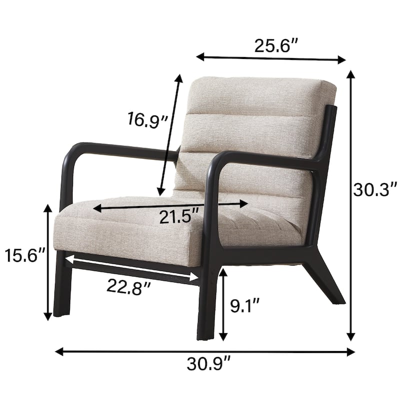 Accent Chair,Upholstered Reading Armchair with Solid Wood Frame