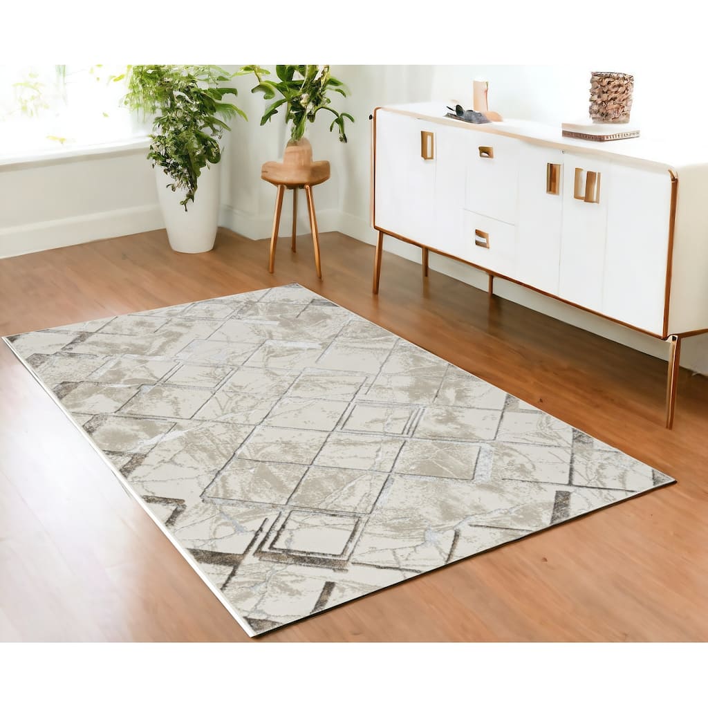 Power Loomed Abstract Modern Non Skid Stain Resistant Area Rug - 71' X '47' X '0.39