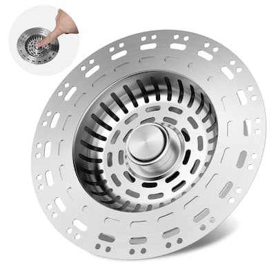 Stainless Steel 3 in 1 Kitchen Sink Drain Strainer for US 3-1/2" Drain