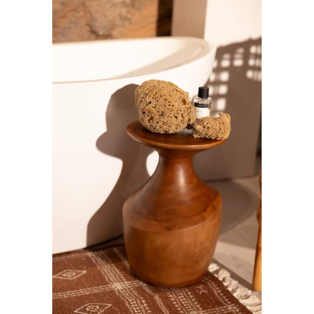Allura Asymmetrical Solid Wood Side Table by East at Main
