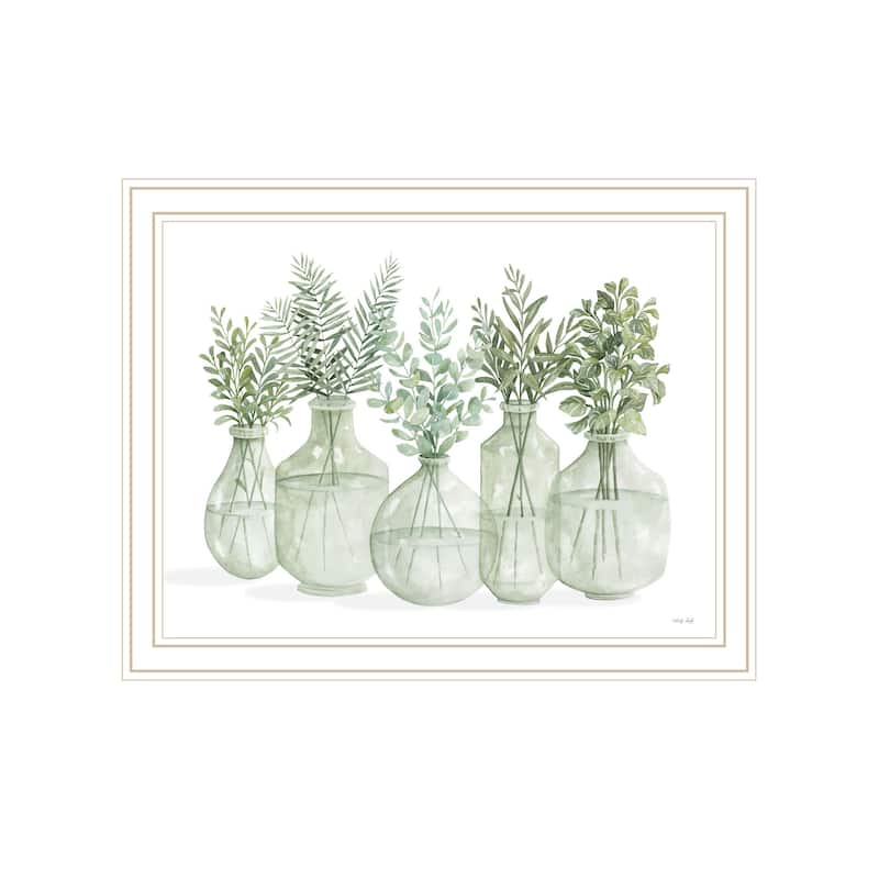 TrendyDecor4U Farmhouse "Simply Sage I" Framed Print Wall Art - White
