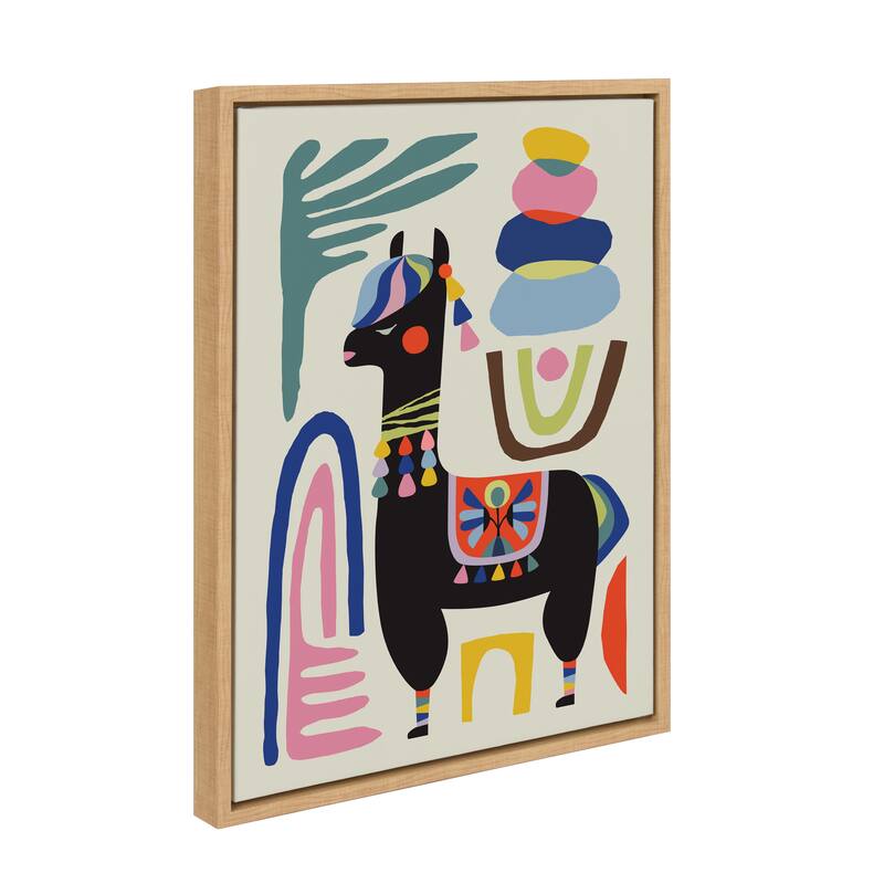 Kate and Laurel Sylvie Llama Mesatawe Framed Canvas by Rachel Lee