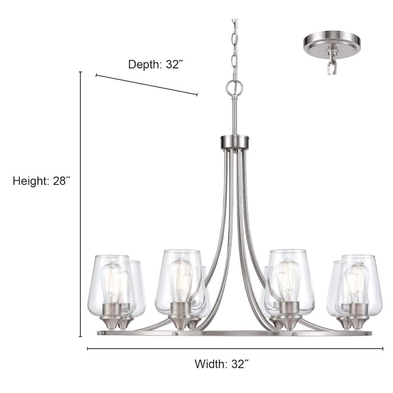 Millennium Lighting Ashford 8 Light Chandelier in Multiple Finishes with Clear Glass Shades