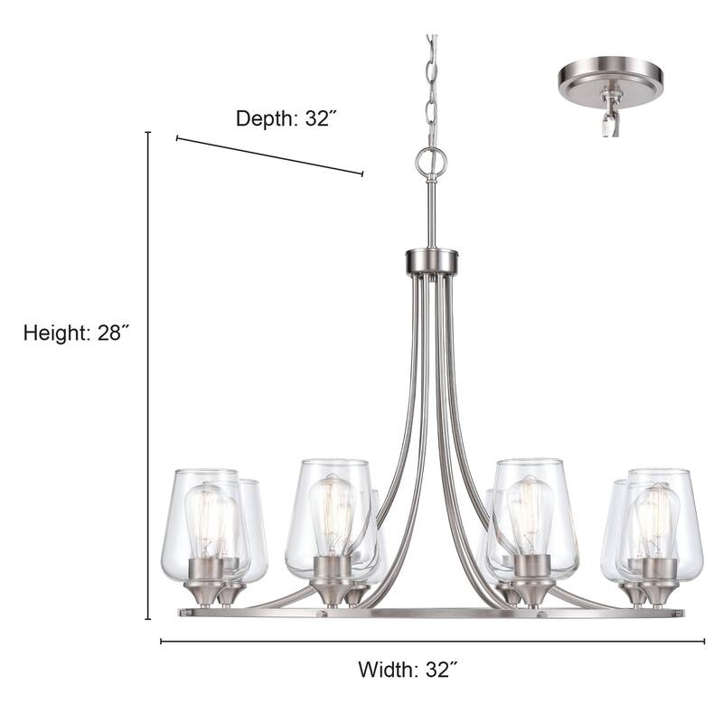 Millennium Lighting Ashford 8 Light Modern Gold Chandelier Ceiling Fixture with Clear Glass Shades
