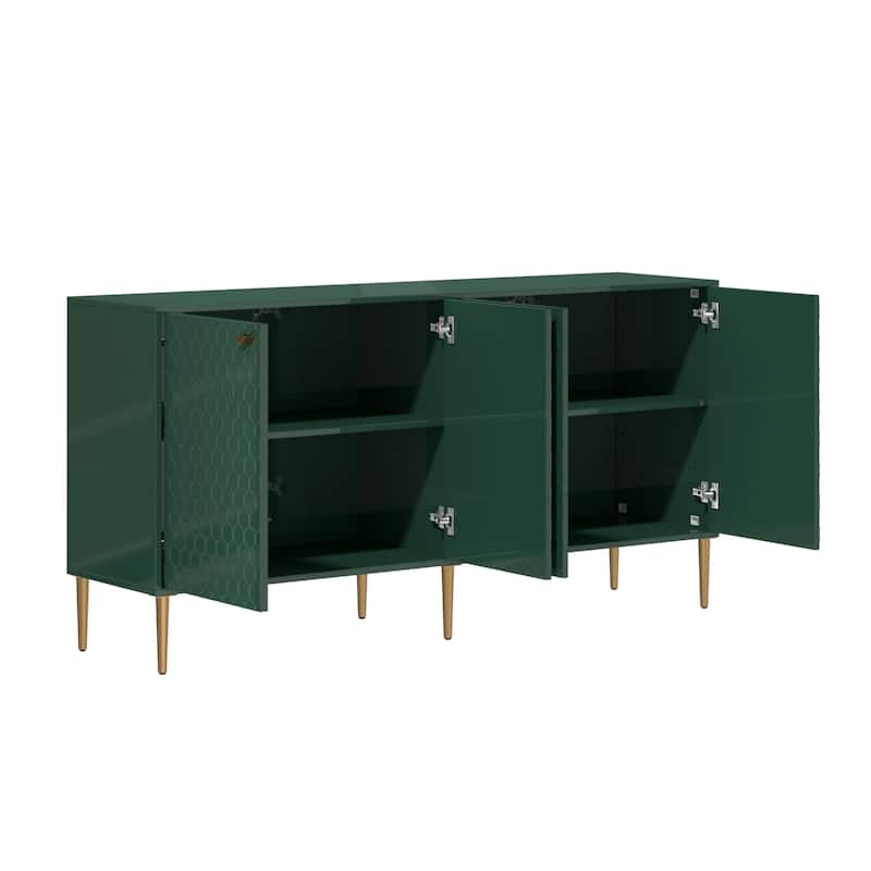 4 Door Wooden Glossy Locker Storage Accent Cabinet/Buffet